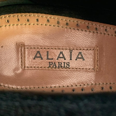 ALAIA Pointure 7,5 Bottines à talons aiguilles en daim noir et gris cloutées avec fermeture éclair arrière