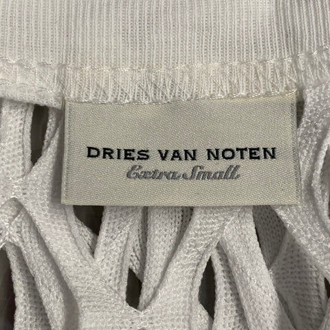 DRIES VAN NOTEN Size XS White Fishnet Mesh Polyester Long Sleeve Pullover