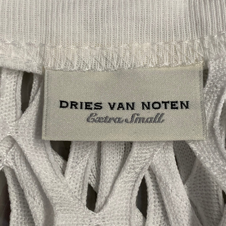 DRIES VAN NOTEN Size XS White Fishnet Mesh Polyester Long Sleeve Pullover