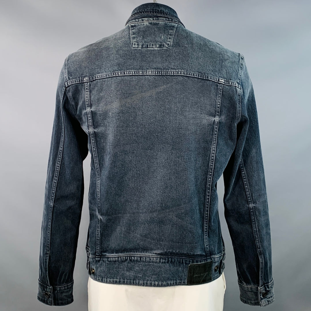 JOHN VARVATOS Size XL Blue Grey Cotton Blend Denim Twill Patch Pockets Jacket