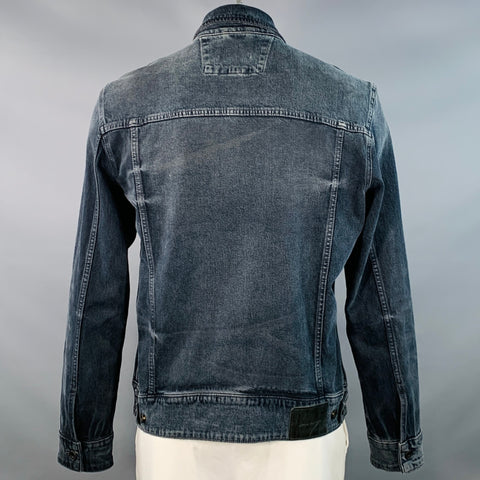 JOHN VARVATOS Size XL Blue Grey Cotton Blend Denim Twill Patch Pockets Jacket