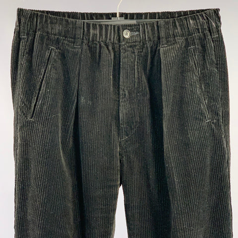 POST O'ALLS Size M Black Corduroy Cotton Elastic Waistband Casual Pants