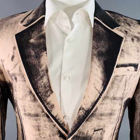 ALEXANDER MCQUEEN SS21 Size 36 Pink Black X-Ray Viscose Notch Lapel Sport Coat