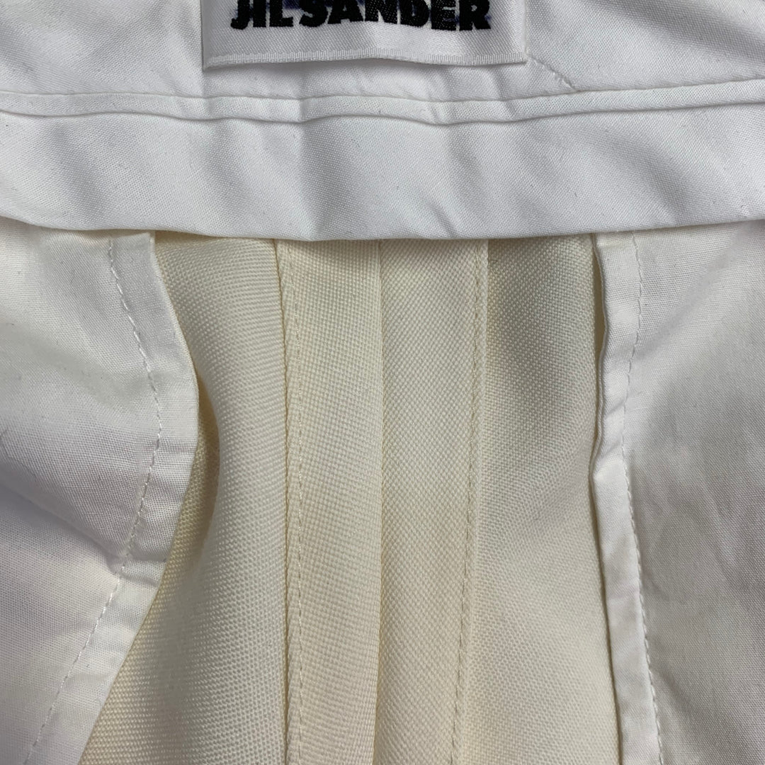 JIL SANDER Size 8 Cream Wool Flat Front Dress Pants