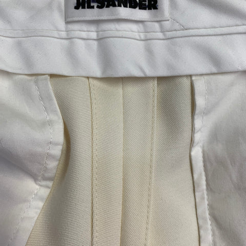 JIL SANDER Size 8 Cream Wool Flat Front Dress Pants
