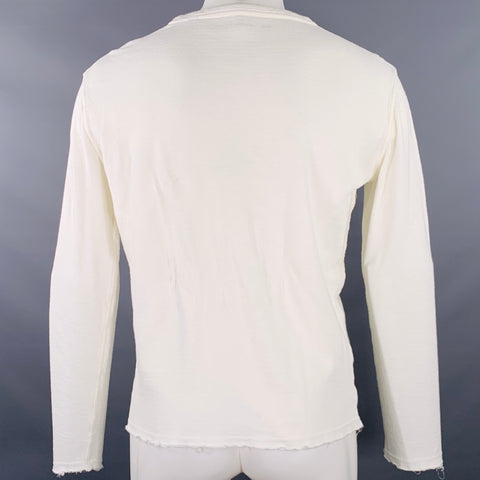 JOHN VARVATOS Size M White Cotton Blend Raw Edge T-shirt