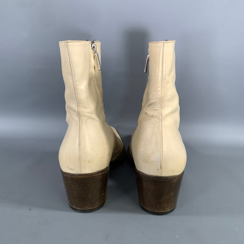 ALESSANDRO VASINI Size 9 Cream Leather Chelsea Boots