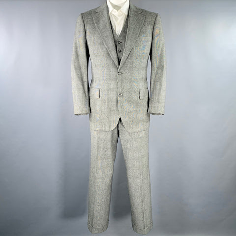 BROOKS BROTHERS Size 42 Black White Glenplaid Wool 3PC Suit