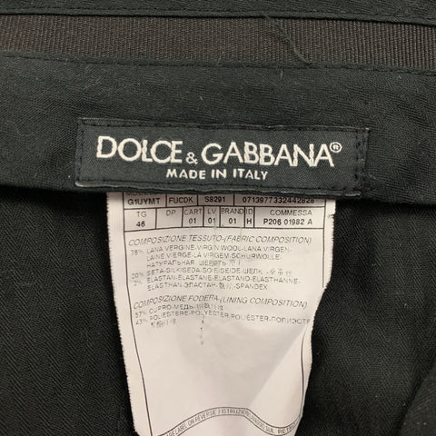 DOLCE &amp; GABBANA Taille 36 Costume de smoking à revers cranté en laine et soie grise