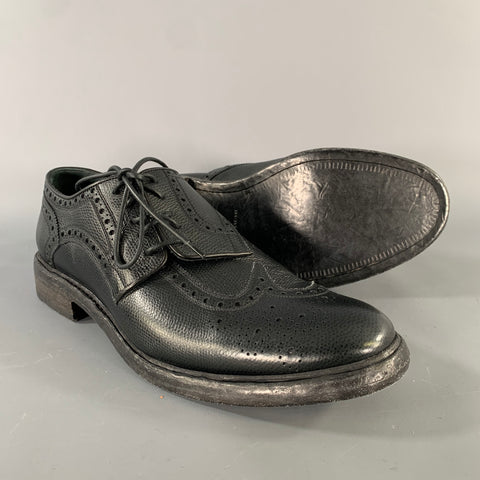 BURBERRY Size 10.5 Black Perforated Leather Lace Up Lace Up Shoes