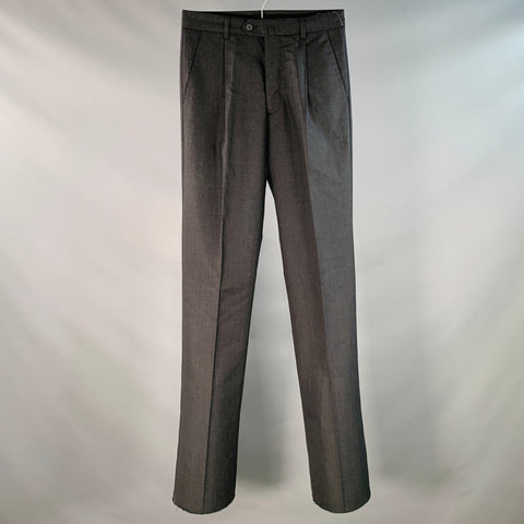 AGNÈS B. Size 28 Grey Charcoal Wool Pleated Tapered Dress Pants