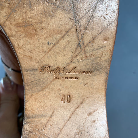 RALPH LAUREN Size 10 Tan Natural Leather Platform Sandals