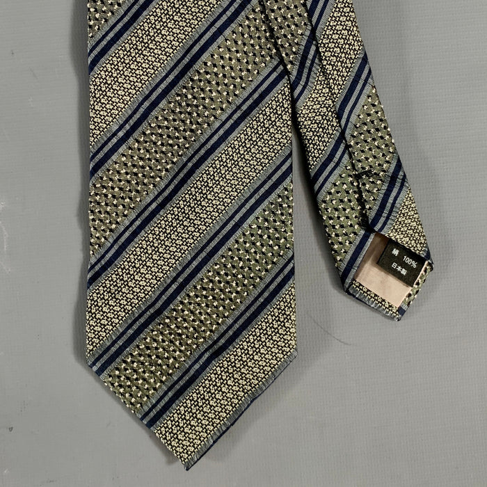 ISSEY MIYAKE Gray Navy Jacquard Silk Tie