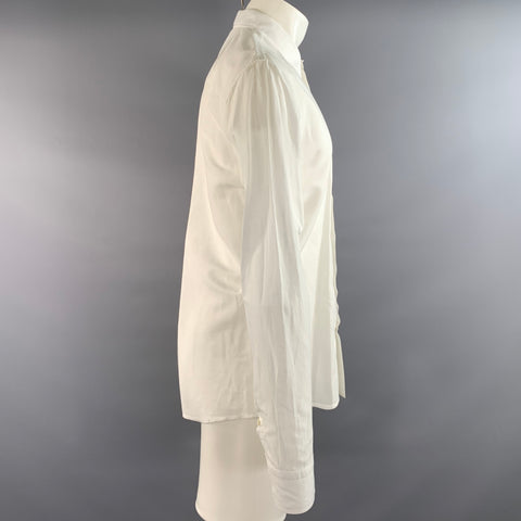 JAMES PERSE Size M White Textured Cotton Linen Pointed Collar Long Sleeve Shirt