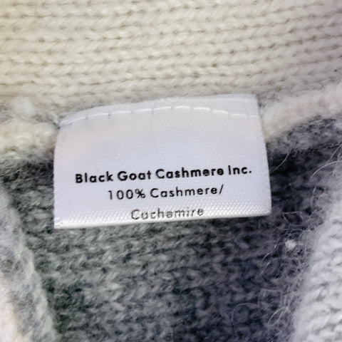 BLACK GOAT Size M Grey Cream Cashmere Stripe Open Front Cardigan