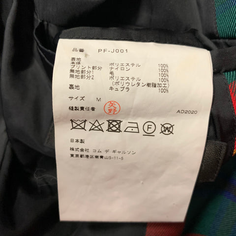 COMME des GARCONS HOMME PLUS F/W2020 Size M Black Multi Color Patchwork Wool Blend Coat
