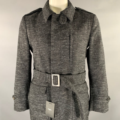 PORTS 1961 Size 42 Black White Heather Wool Blend Belted Coat