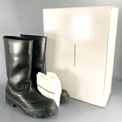 TAKAHIROMIYASHITATheSoloist. Size 9 Black Leather Rubber Pull On Boots