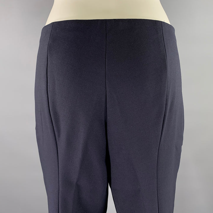 THE ROW Size 14 Navy Wool Elastane Side Zipper Pintuck Pants