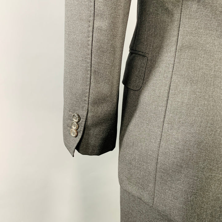 YVES SAINT LAURENT Size 42 Long Grey Charcoal Wool Notch Lapel Suit