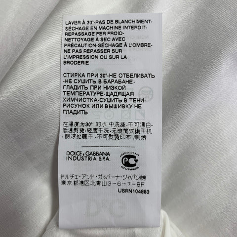 DOLCE & GABBANA Size M White Stripe Cotton Blend Long Sleeve Shirt