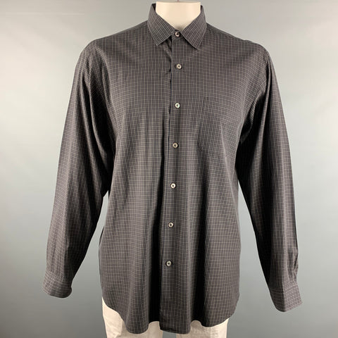 RALPH LAUREN Size XL Black Taupe Checkered Cotton One pocket Long Sleeve Shirt