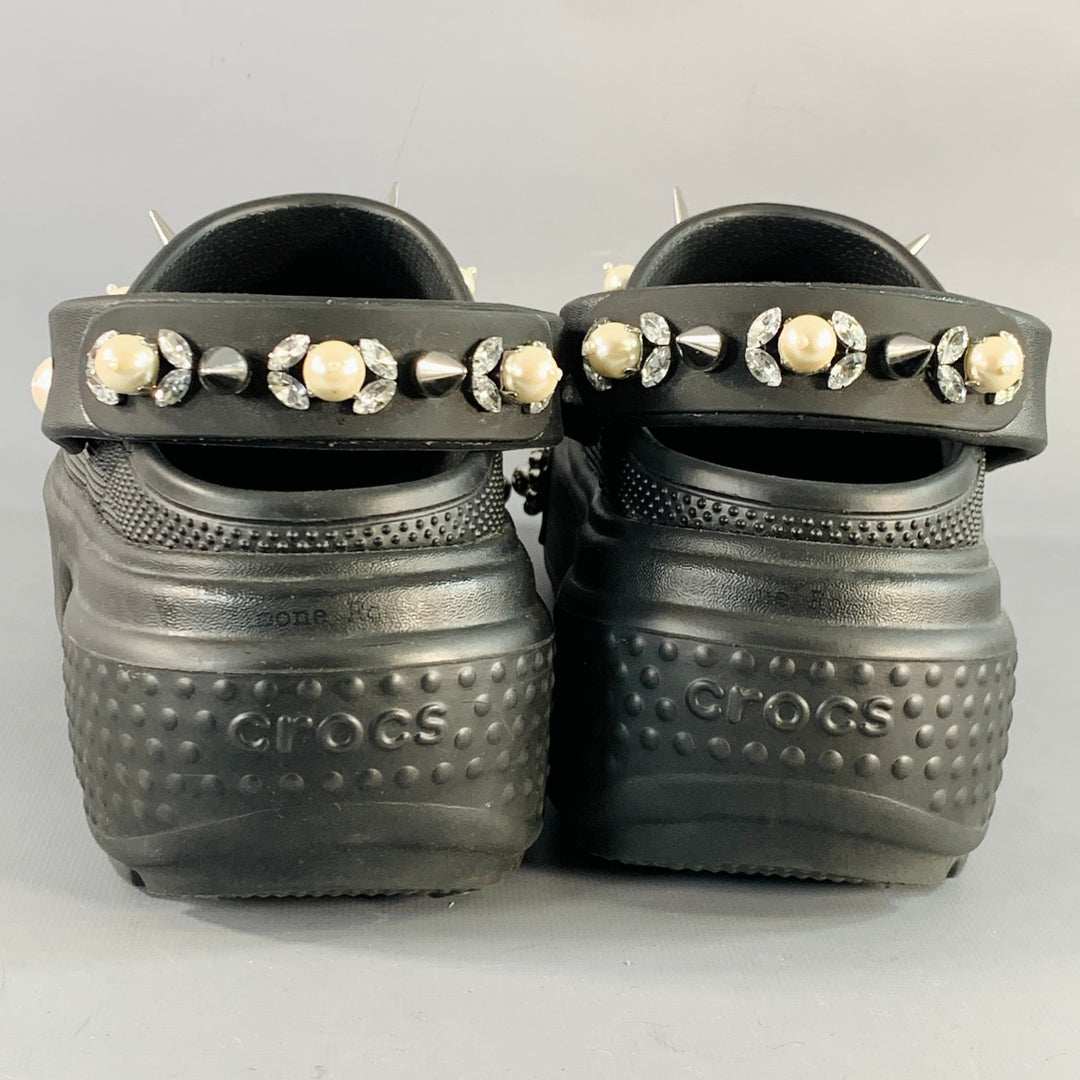 SIMONE ROCHA Size 10 Black Studded Embellishment Rubber Slip On Clogs Loafers