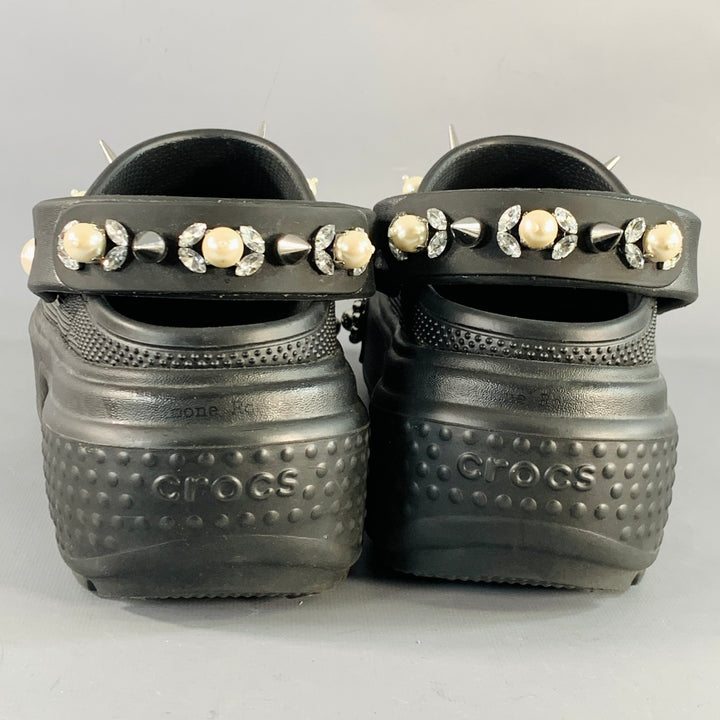 SIMONE ROCHA Size 10 Black Studded Embellishment Rubber Slip On Clogs Loafers