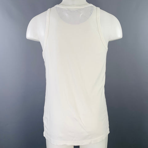 MARTIN MARGIELA Size M White Purple Print Cotton Tank Top