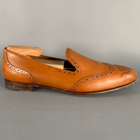RALPH LAUREN Size 9 Tan Leather Perforated Wingtip Loafers Flats