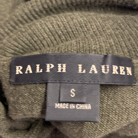 RALPH LAUREN Size S Olive Green Cashmere Sleeveless Turtleneck Casual Top