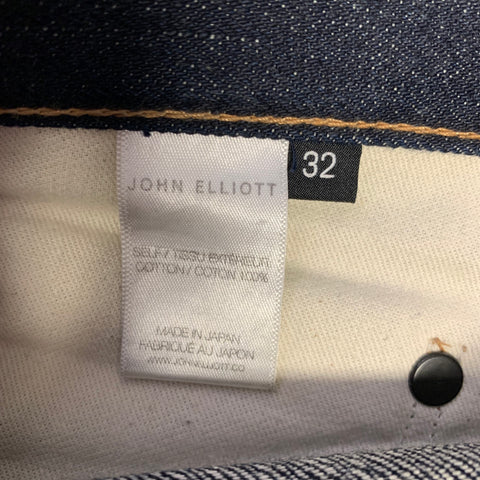 JOHN ELLIOTT Size 32 Indigo Contrast Stitch Selvedge Denim Straight Jeans