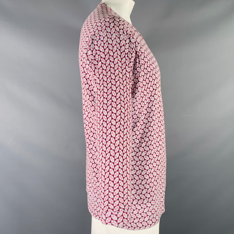 PAUL SMITH Size XXL Light Blue Multi Color Geometric Cotton Pullover