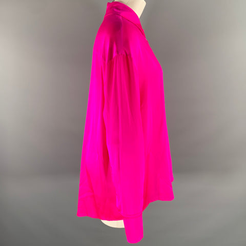 RETROFETE Size XS Pink Silk Spandex Button Up Shirt