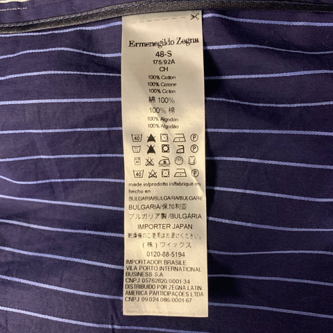 ERMENEGILDO ZEGNA Size S Navy White Pinstripe Cotton Belted Robe