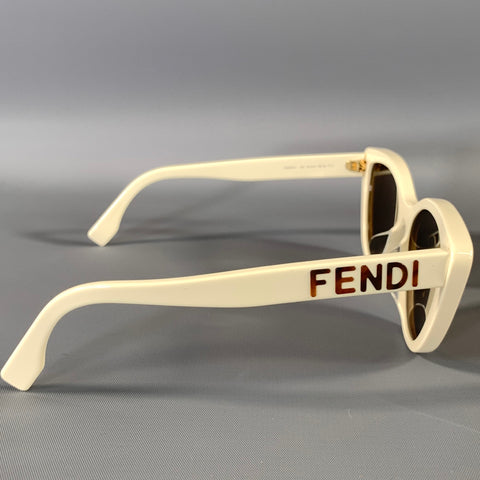 FENDI White Acetate Sunglasses