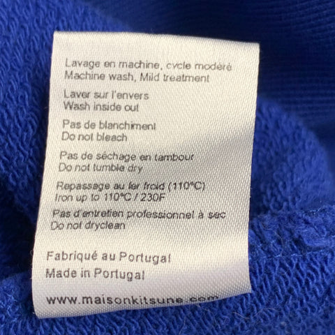 MAISON KITSUNE Size XS Blue Orange Logo Cotton Hooded Sweatshirt