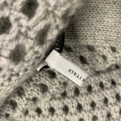AGNONA Size L Grey Heather Cashmere Knit Mesh Open Front Cardigan