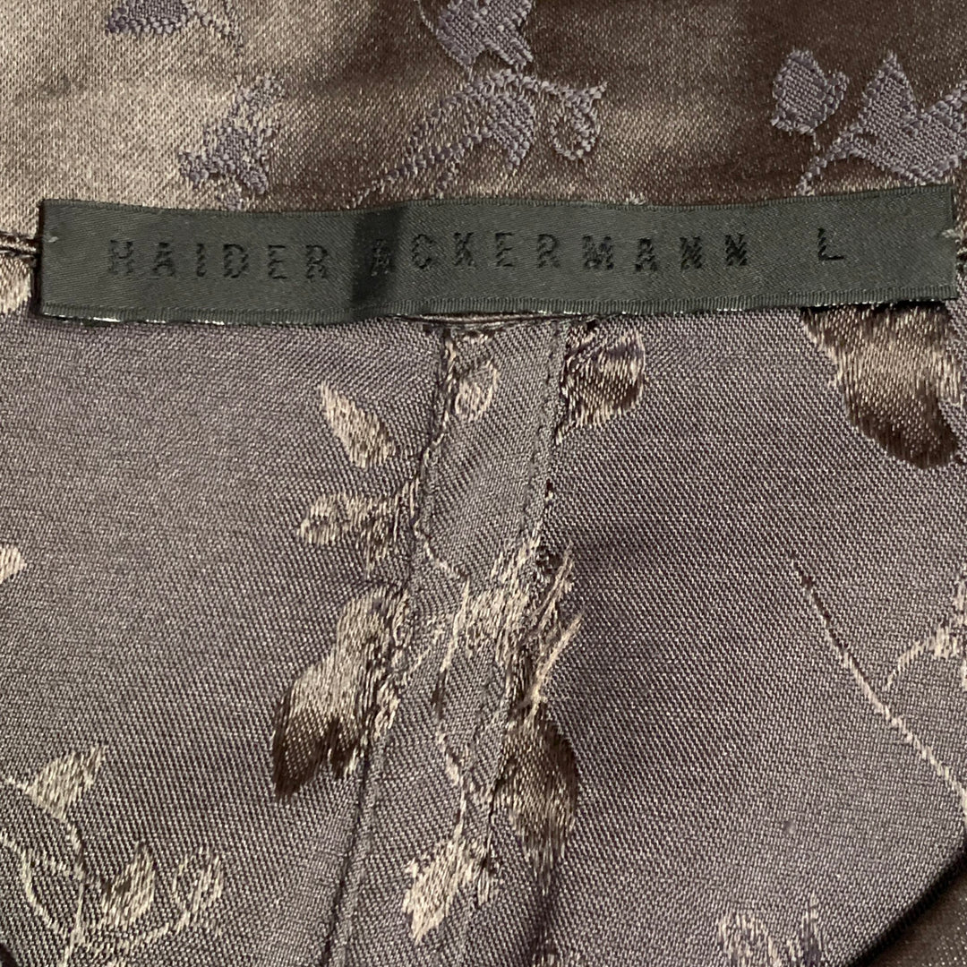 HAIDER ACKERMANN Size L Brown Jacquard Viscose Button Up Long Sleeve Shirt