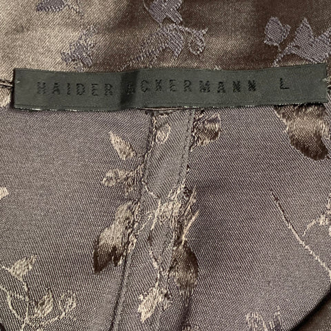 HAIDER ACKERMANN Size L Brown Jacquard Viscose Button Up Long Sleeve Shirt