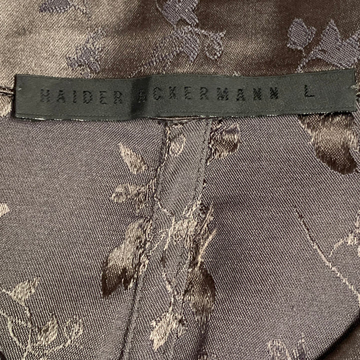 HAIDER ACKERMANN Size L Brown Jacquard Viscose Button Up Long Sleeve Shirt