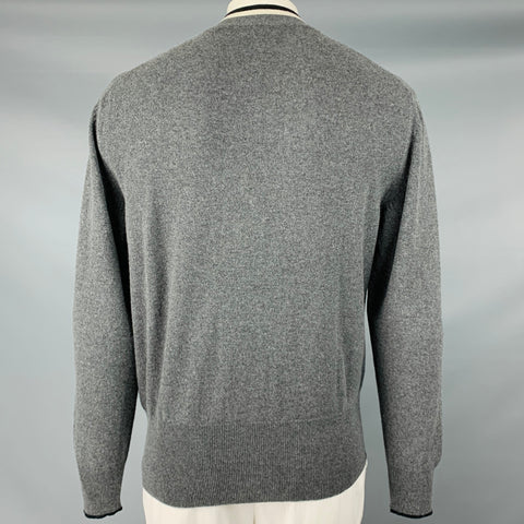 TOM FORD Size 44 Grey Black White Knit Cashmere Buttoned Cardigan