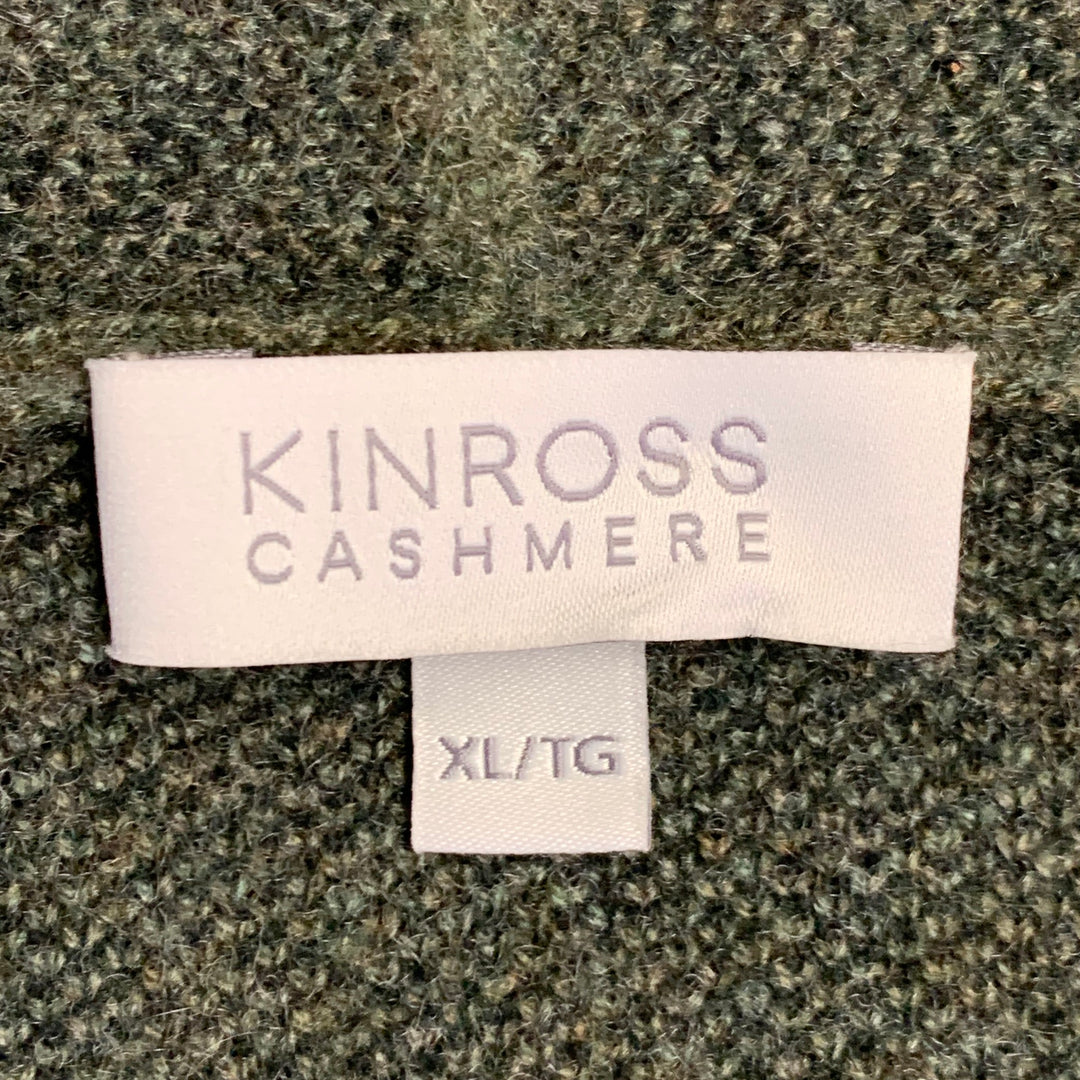 KINROSS Size XL Green Olive Cashmere Shawl Collar Open Front Cardigan