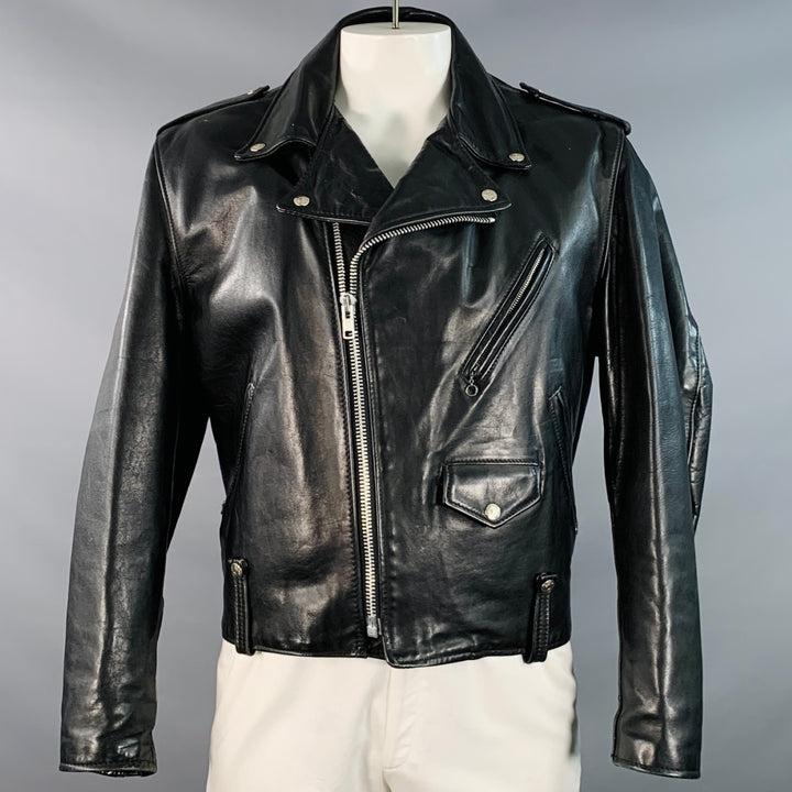 PERFECTO by  SCHOTT Vintage Size 46 125 Black Leather Motorcycle Jacket