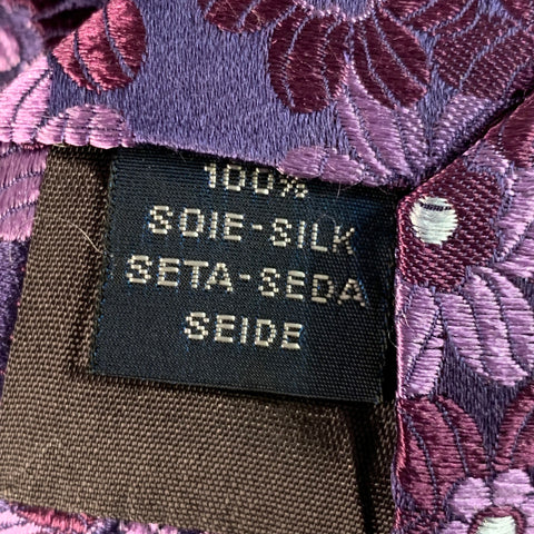FACONNABLE Navy Purple Floral Jacquard Silk Tie