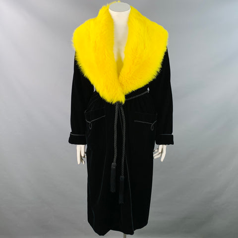 RALPH LAUREN COLLECTION FW19 Size 12 Black Yellow Velvet Robe Coat