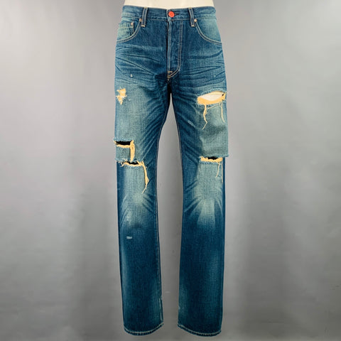 Jeans BLVCK SCVLE taille 36 bleus délavés à braguette boutonnée