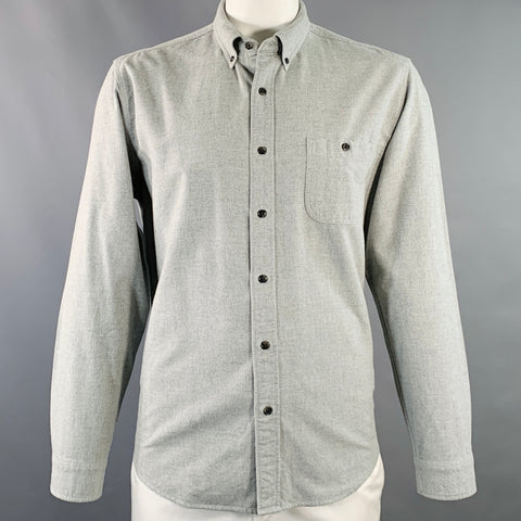 J CREW Size XL Light Grey Brown Cotton Button Down Long Sleeve Shirt