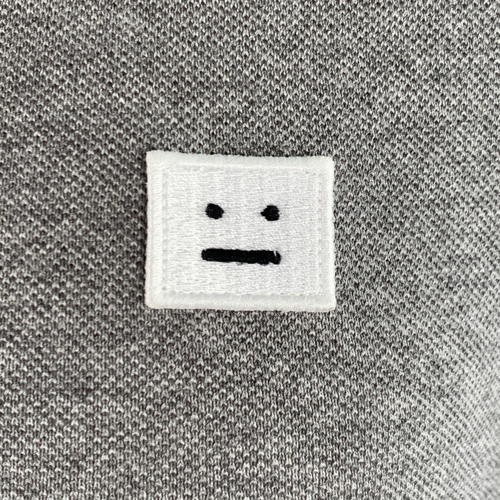 ACNE STUDIOS Pre-SS17 Size S Falco Face Grey Cotton Half Placket Polo