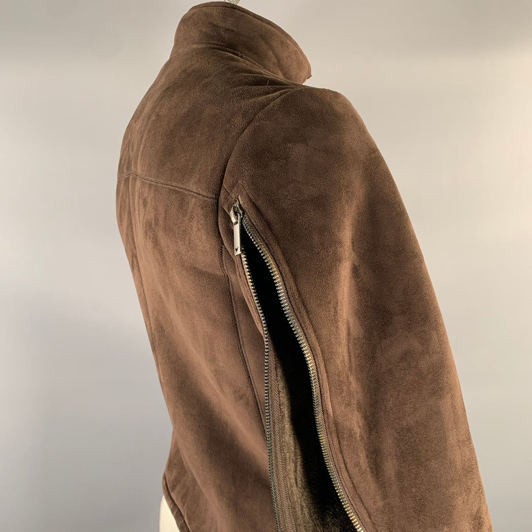 EMPORIO ARMANI Size 40 Brown Polyester Nylon Zip Up Jacket